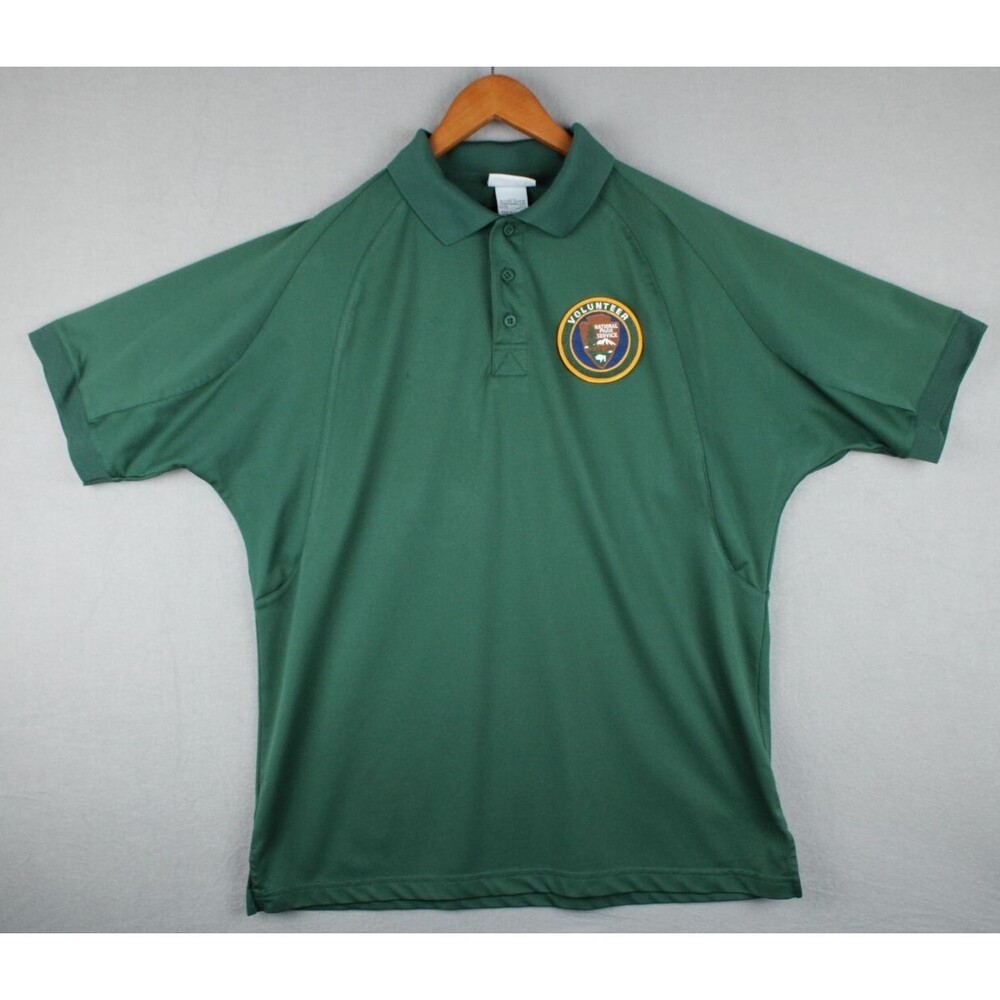 National Park Service Volunteer Polo Medium Green Patch Wearguard Polo Rare